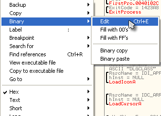 &ldquo;Binary&rdquo; -> &ldquo;Edit&rdquo;